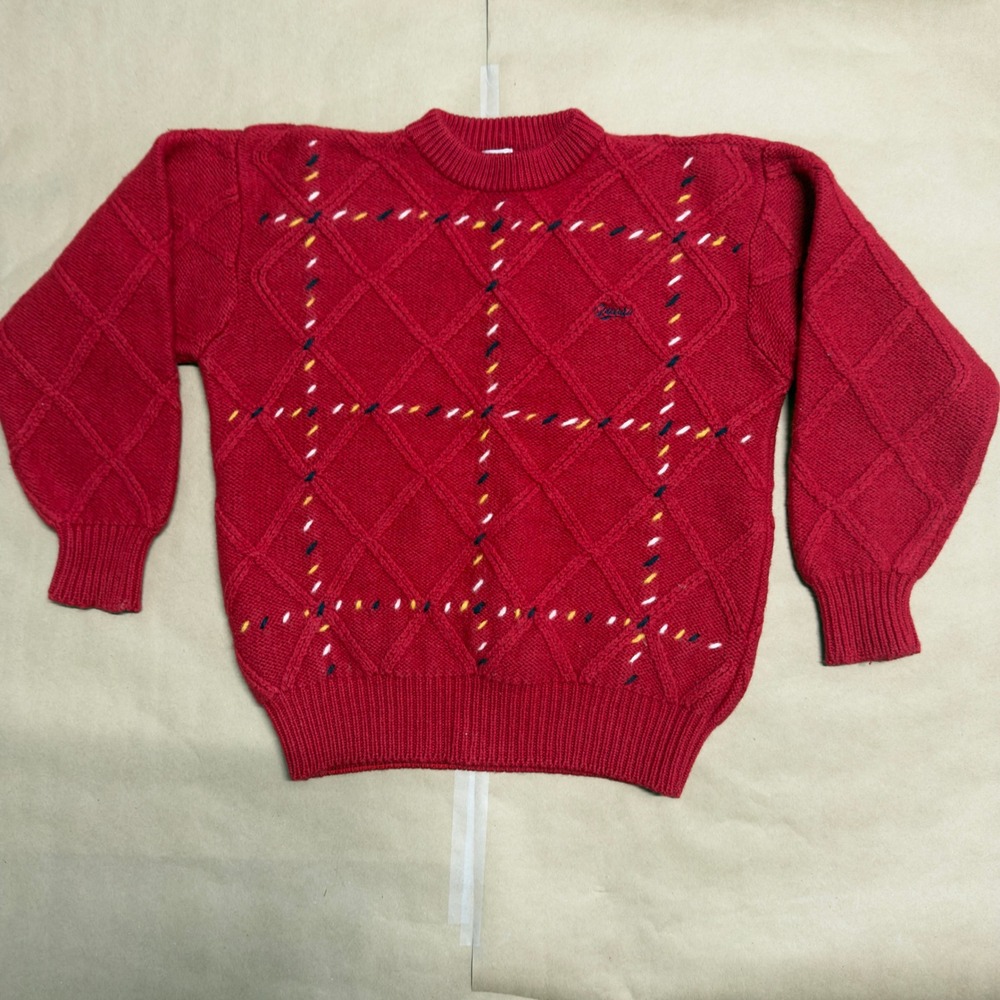 Vintage Guess by‎ Georges Marciano Red Wool Cable Knit Sweater 1992 Small